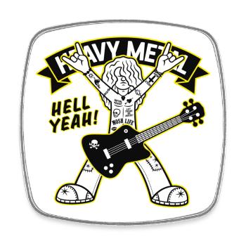 Heavy Metal Cartoon Guitarist - Square fridge magnet - white - Front
