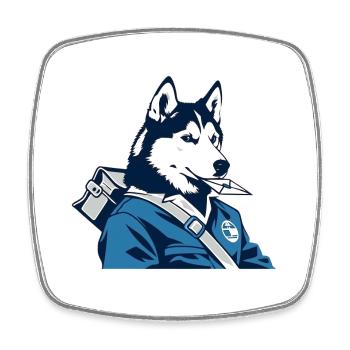 Husky Postman Blue Outfit - Square fridge magnet - white - Front