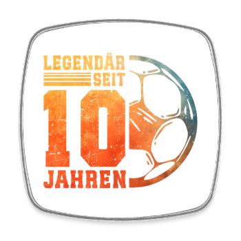 10. Geburtstag 10 Jahre Junge Kinder Fußball  - Viereckiger Kühlschrankmagnet - Weiß - Vorne