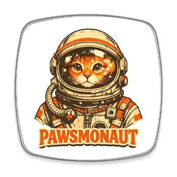 Pawsmonaut Funny Cat Astronaut Vintage Space - Square fridge magnet - white - Front
