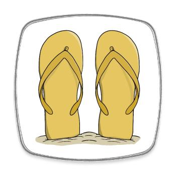 Sunny Beach Flip Flops - Square fridge magnet - white - Front