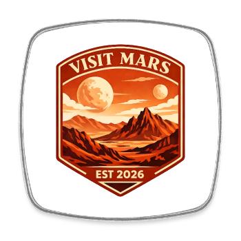 Visit Mars Vintage National Park Travel Poster - Square fridge magnet - white - Front