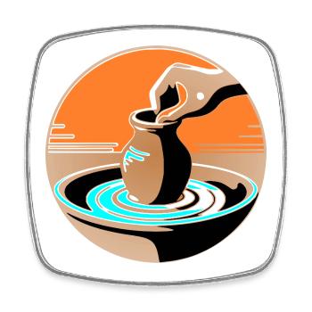 Zen Pottery Master - Blue Edition - Square fridge magnet - white - Front