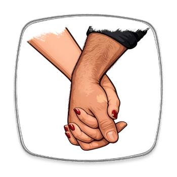 Holding hands motif love - Square fridge magnet - white - Front