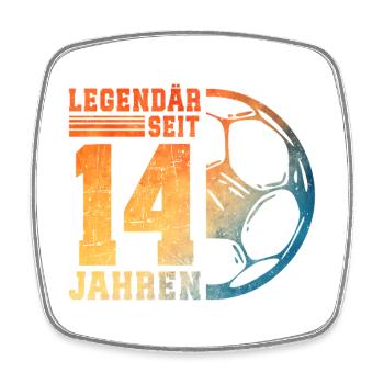 14. Geburtstag Fußball 14 Jahre Junge Teenager - Viereckiger Kühlschrankmagnet - Weiß - Vorne