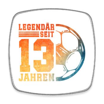 13. Geburtstag Fußball 13 Jahre Junge Teenager - Viereckiger Kühlschrankmagnet - Weiß - Vorne