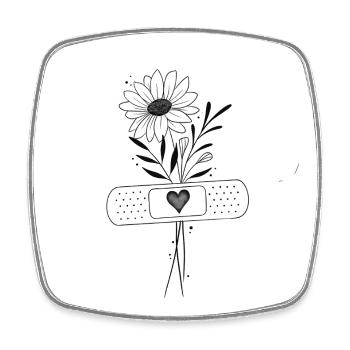 Daisy Heart Ribbon - Square fridge magnet - white - Front