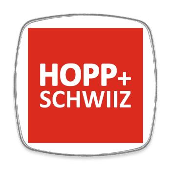 Hopp Schwiiz - Schweiz - Switzerland - Grüezi - Square fridge magnet - white - Front