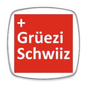 Grüezi - Hopp Schwiiz - Schweiz - Switzerland - Square fridge magnet - white - Front