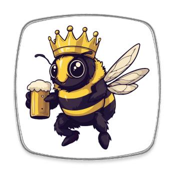 Biene Bier König - Viereckiger Kühlschrankmagnet - Weiß - Vorne