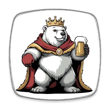 Polar Bear Beer King - Square fridge magnet - white - Front