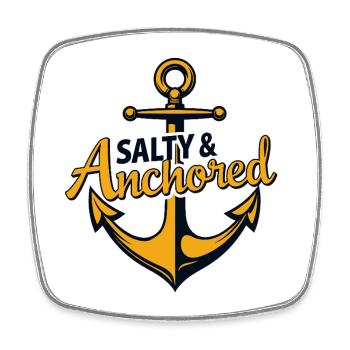 Salty & Anchored Maritime Anchor Sea Sailing - Square fridge magnet - white - Front