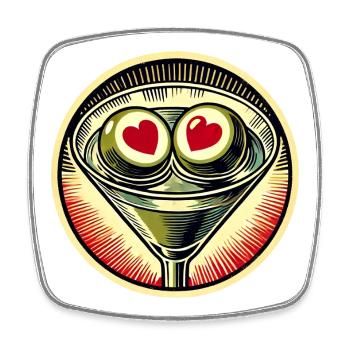 Heart Eyes Martini Retro - Viereckiger Kühlschrankmagnet - Weiß - Vorne