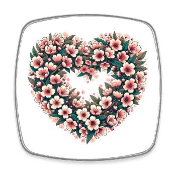 Blossom Heart Floral Crest - Square fridge magnet - white - Front