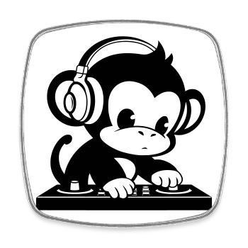 DJ monkey with headphones - Square fridge magnet - white - Front
