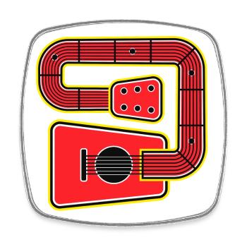 Rote Abstract Shape Gitarre - Viereckiger Kühlschrankmagnet - Weiß - Vorne
