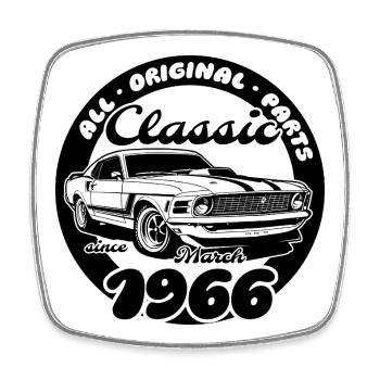 60th Birthday - Classic Musclecar 03/1966 - Square fridge magnet - white - Front