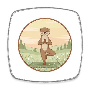 Yoga-Otter-Tier macht Baumpose - Viereckiger Kühlschrankmagnet - Weiß - Vorne