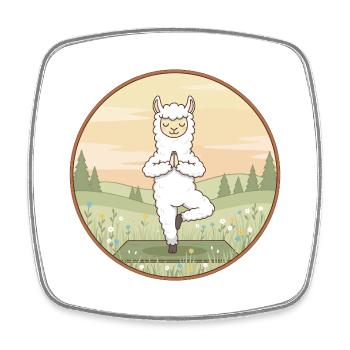 Yoga Llama Alpaca macht Baumpose - Viereckiger Kühlschrankmagnet - Weiß - Vorne