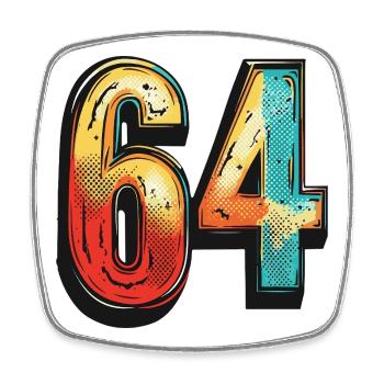 64 chiffres colorés - Magnet carré - blanc - Devant