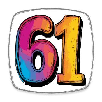 61 Number Colorful - Square fridge magnet - white - Front