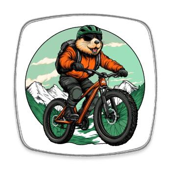 Biker Beaver - Magnet carré - blanc - Devant
