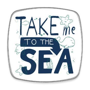 Take Me to the Sea – Doodle Meer Urlaub - Viereckiger Kühlschrankmagnet - Weiß - Vorne