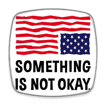 Irgendetwas ist nicht in Ordnung. (US-Flagge auf dem Kopf) - Viereckiger Kühlschrankmagnet - Weiß - Vorne