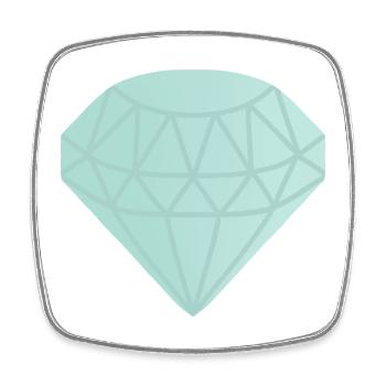 Mint Geometrischer Diamant - Viereckiger Kühlschrankmagnet - Weiß - Vorne