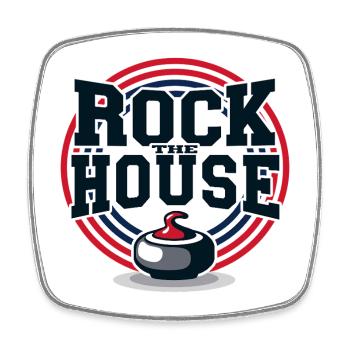Curling Rock the House Eissport Team Spirit - Square fridge magnet - white - Front