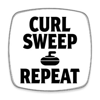 Curl Sweep Repeat Curling Sport Eissport - Viereckiger Kühlschrankmagnet - Weiß - Vorne