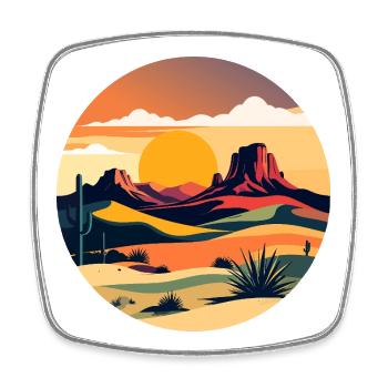 Sonnenuntergang in Wüstenlandschaft - Viereckiger Kühlschrankmagnet - Weiß - Vorne