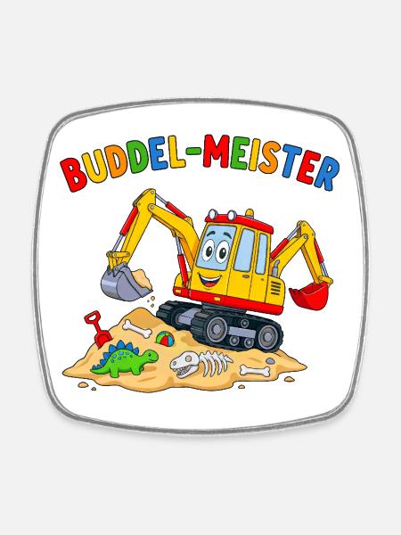 Digging Master Dino Adventure - Square fridge magnet - white