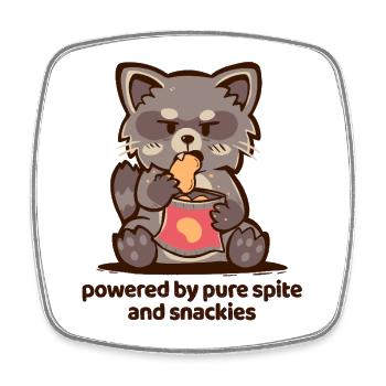 Angetrieben von purem Groll und Snacks - Viereckiger Kühlschrankmagnet - Weiß - Vorne