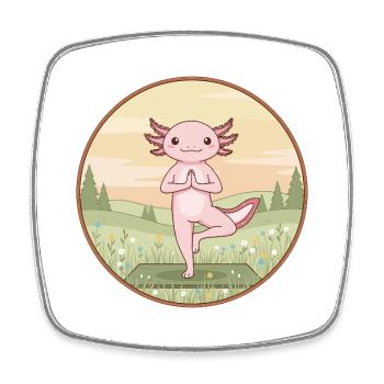 Yoga Axolotl Fisch macht Baumpose - Viereckiger Kühlschrankmagnet - Weiß - Vorne