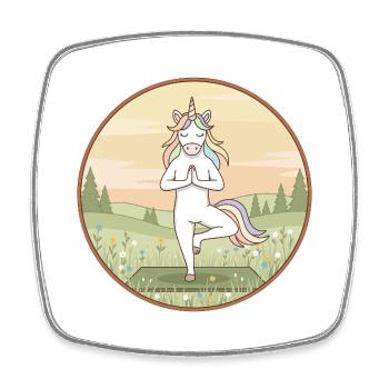 Yoga-Einhorn-Magische Baum-Pose - Viereckiger Kühlschrankmagnet - Weiß - Vorne