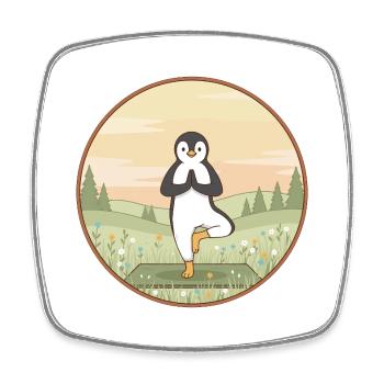 Yoga Pingouin Animal faisant de l’art en posture d’arbre - Magnet carré - blanc - Devant