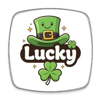 Lucky Leprechaun-Hut-Cartoon - Viereckiger Kühlschrankmagnet - Weiß - Vorne