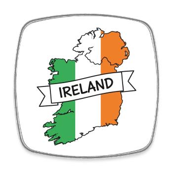Ireland Map Tricolor Ribbon - Square fridge magnet - white - Front