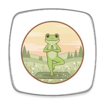 Yoga-Frosch-Amphibien macht Baumpose - Viereckiger Kühlschrankmagnet - Weiß - Vorne