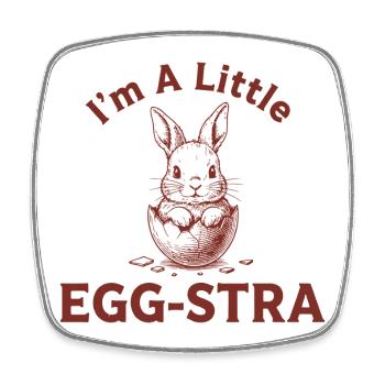 Egg-STRA Bunny Tee - Viereckiger Kühlschrankmagnet - Weiß - Vorne