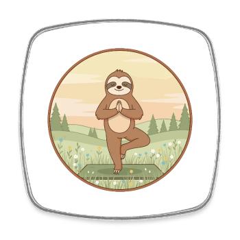 Yoga : un animal paresseux faisant de l’art en posture d’arbre - Magnet carré - blanc - Devant