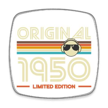 Originales Retro-T-Shirt der 1950er Jahre - Viereckiger Kühlschrankmagnet - Weiß - Vorne
