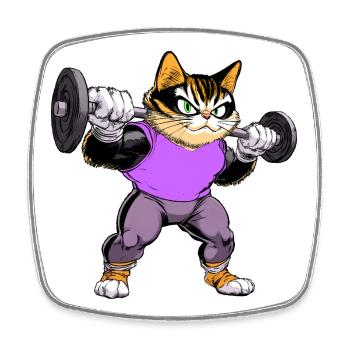 Fitness Katzen - Viereckiger Kühlschrankmagnet - Weiß - Vorne