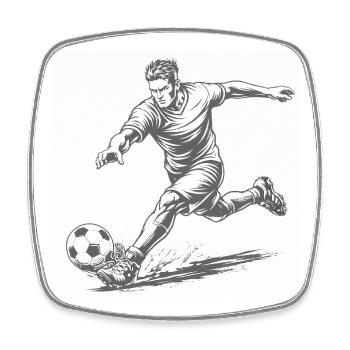Dynamic footballer in comic style - Square fridge magnet - white - Front