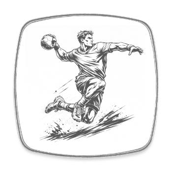 Joueur de handball dynamique dans le style comique - Magnet carré - blanc - Devant