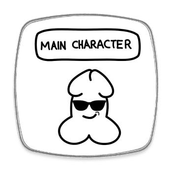 Émoticon drôle de personnage principal Junior - Magnet carré - blanc - Devant