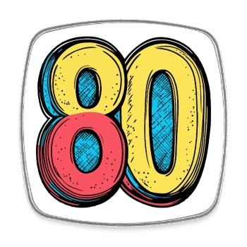 80 Zahl Bunt - Viereckiger Kühlschrankmagnet - Weiß - Vorne