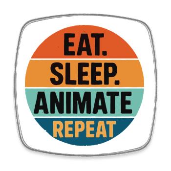 Eat Sleep Animate Repeat Retro Vintage - Square fridge magnet - white - Front