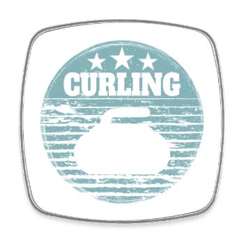 Curling Stein Wintersport Vintage Retro Style - Viereckiger Kühlschrankmagnet - Weiß - Vorne